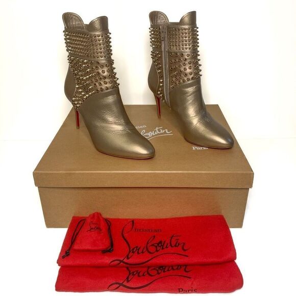 Christian Louboutin Calfskin Perle Spike Hongroise 85 Ankle Boots EU 38.5 US 8.5 - Picture 2 of 11